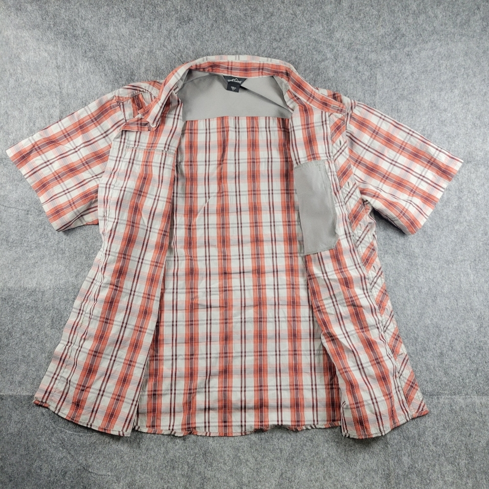 Eddie Bauer Orange Plaid Travex Nylon Mesh Shirt Hiking Fishing Shirt Mens XL - Picture 4 of 10